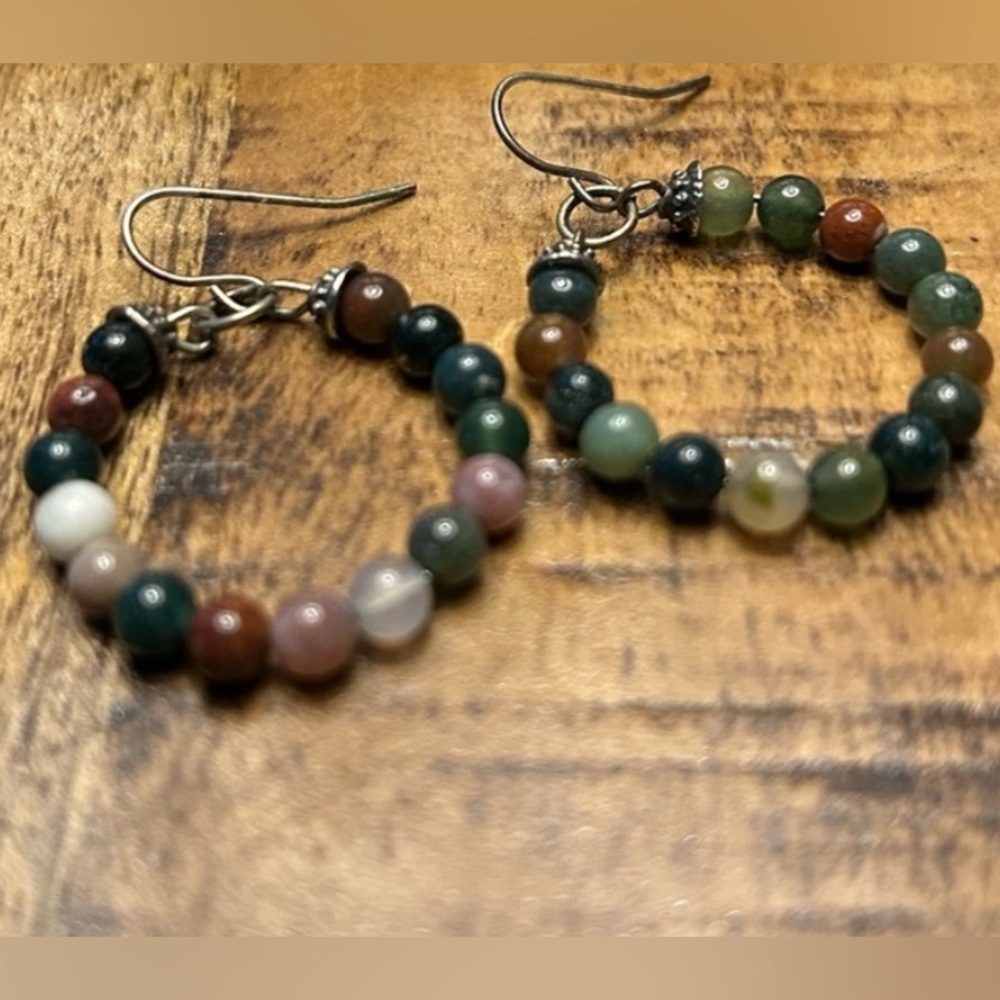 Earrings, beaded hoops